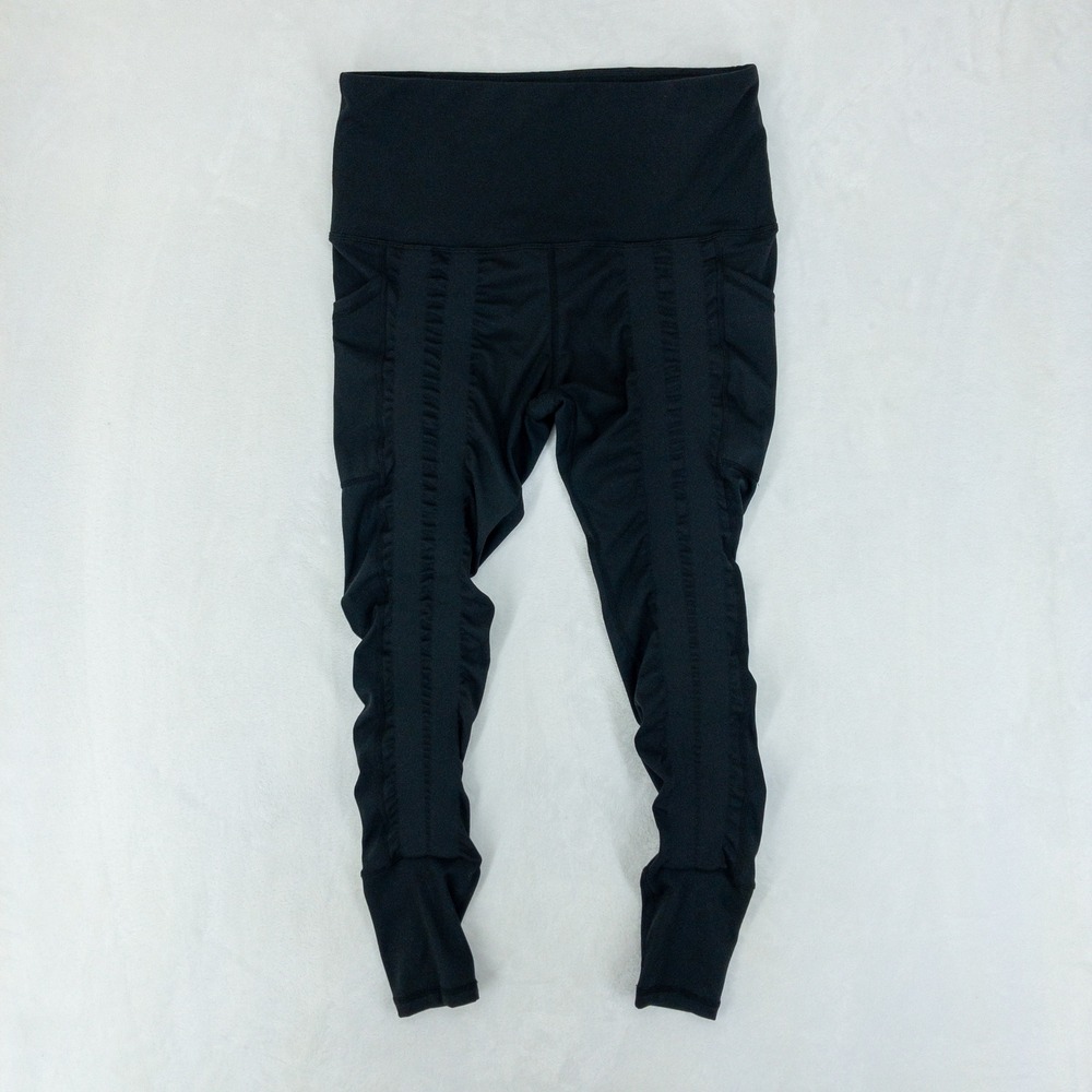 Sweetflexx‎ Resistance Leggings Womens Small Black High Waisted Pockets Ruched